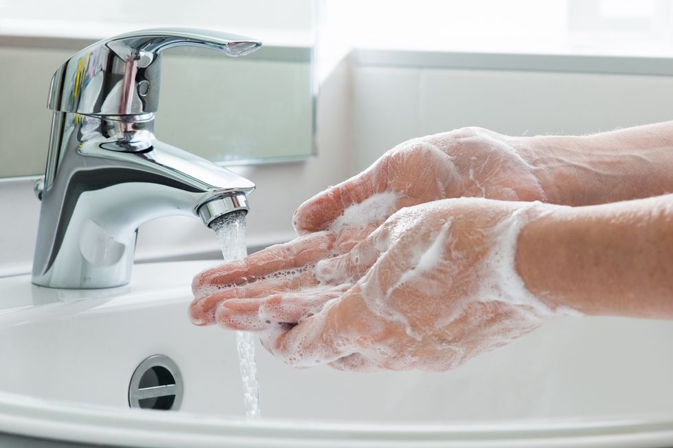 Washing hands stock image