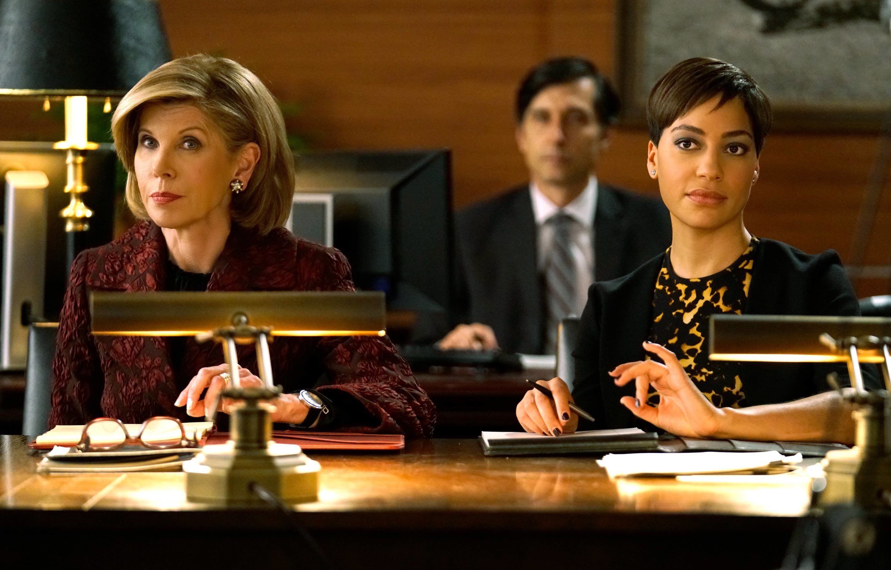 Christine Baranski and Cush Jumbo on the set of The Good Fight.
