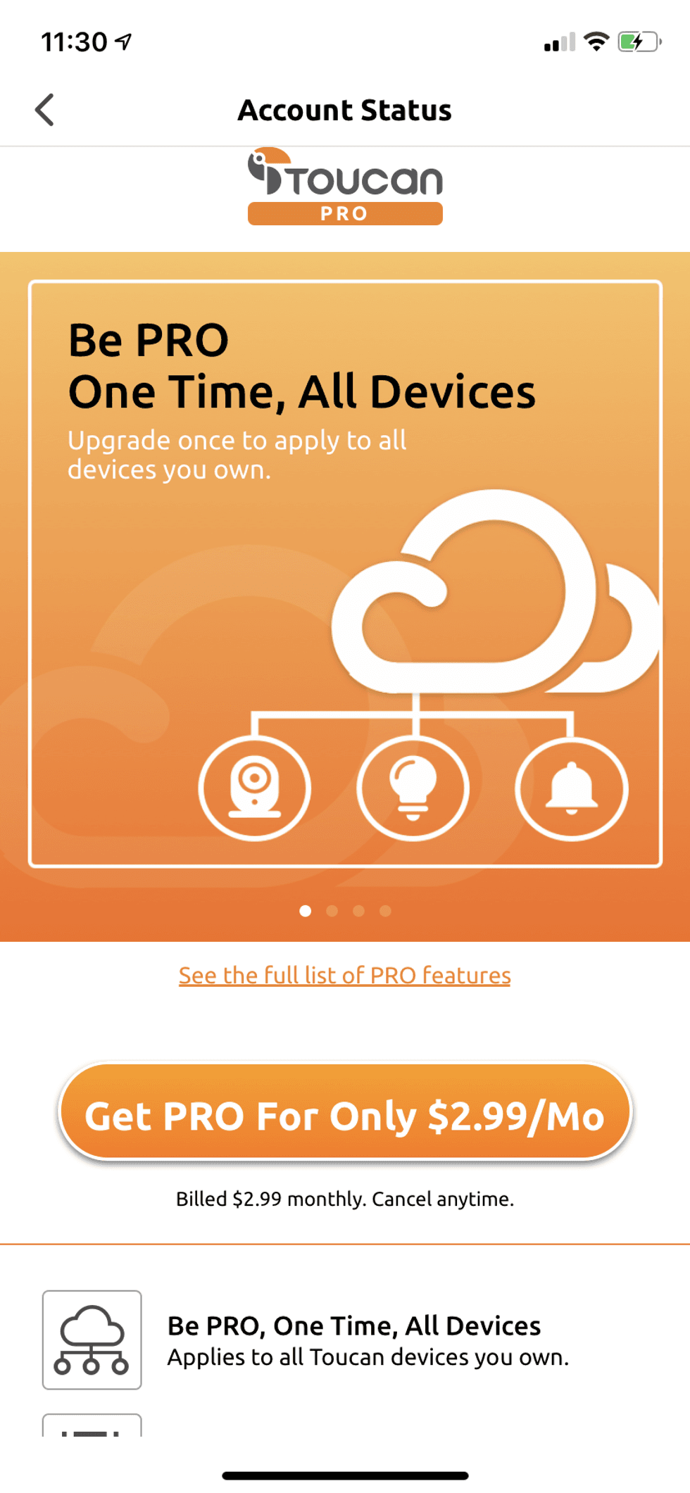 Screenshot of Toucan monitoring plans