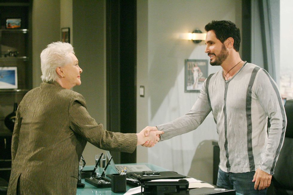Susan Flannery and Don Diamont on the set of The Bold and the Beautiful.