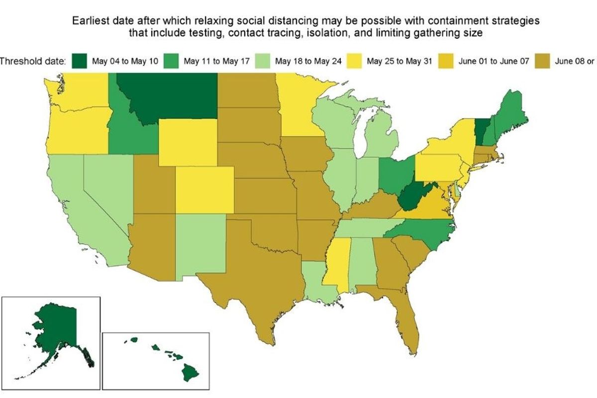 University of Washington map shows when each state can start to consider ending lockdowns