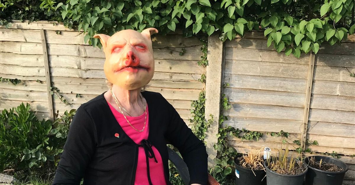 Grandma Goes Viral After Her Granddaughter Realizes She Wears A Pig Mask To Talk To Her Neighbor