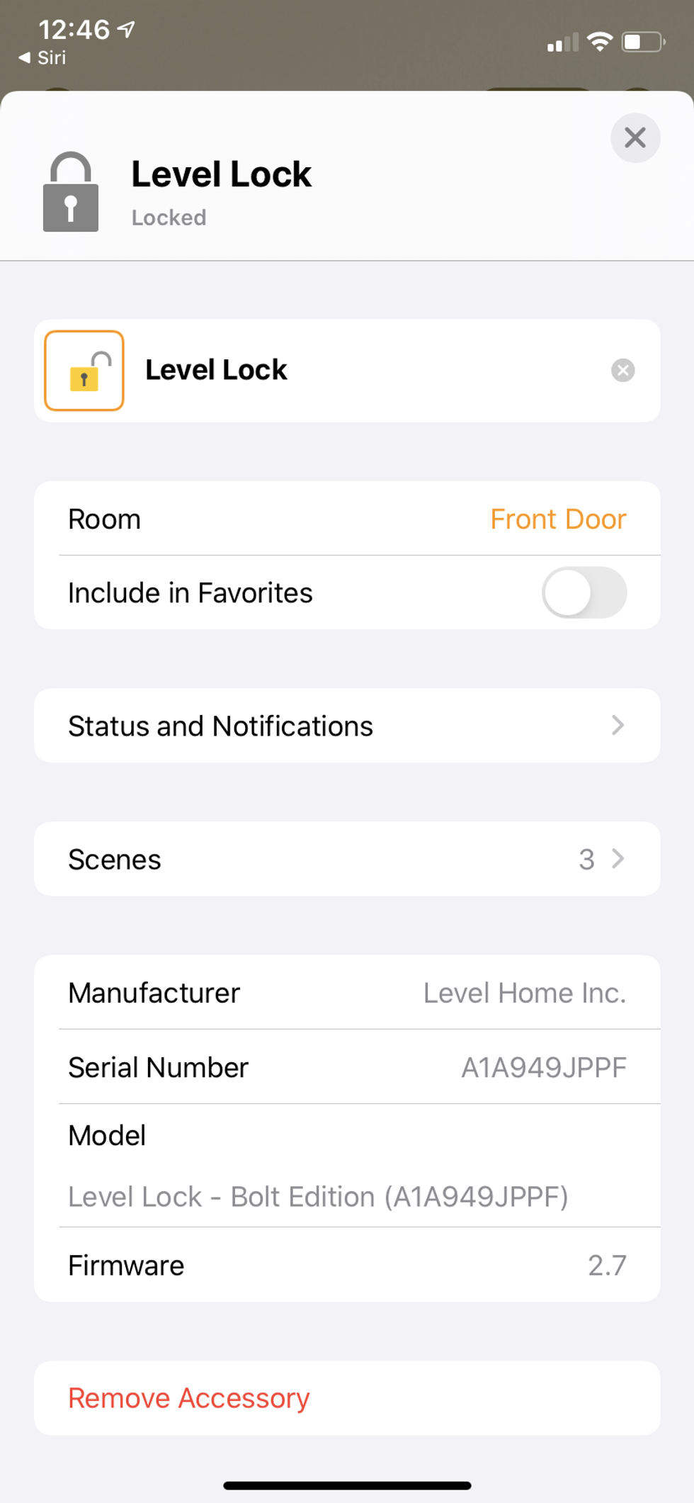 Level Lock connects with Apple HomeKit app