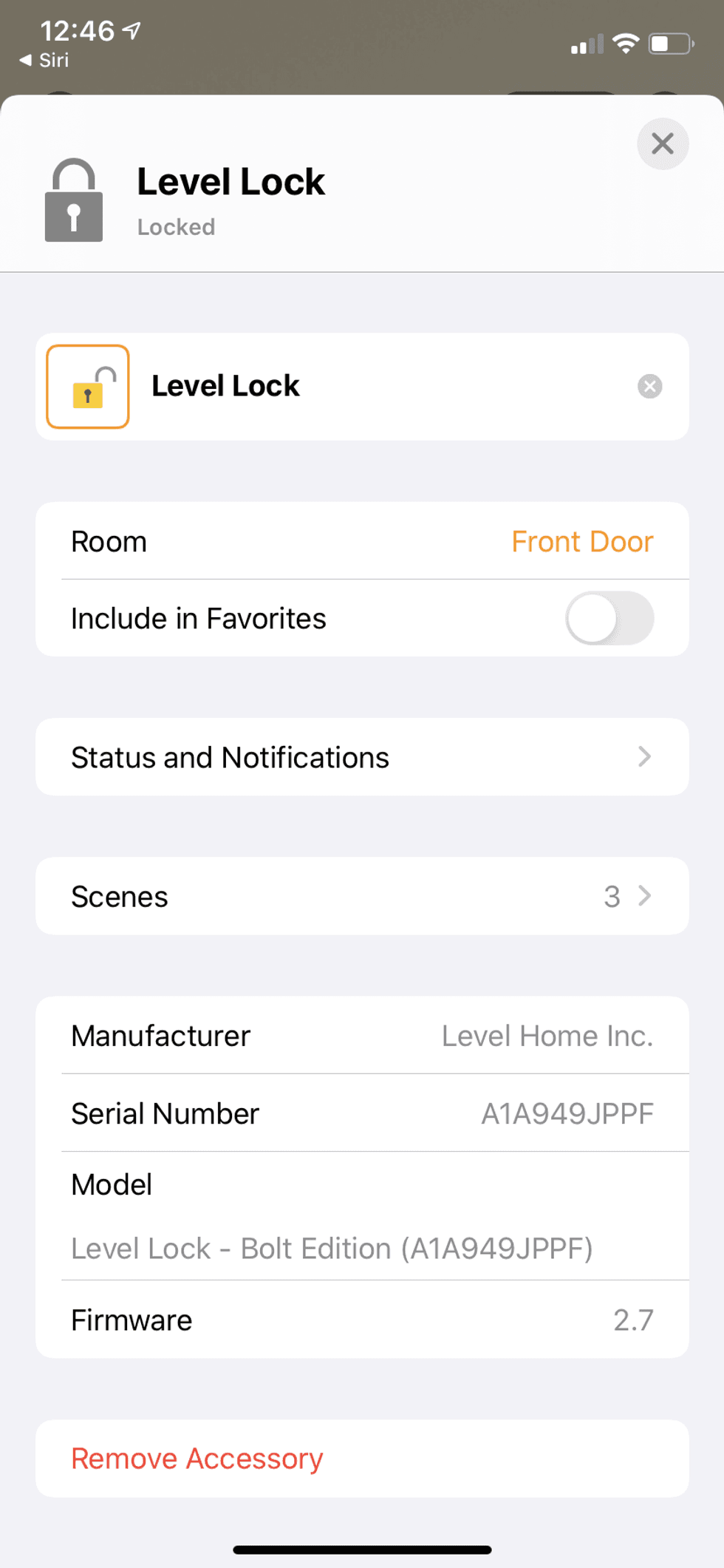 Level Lock connects with Apple HomeKit app