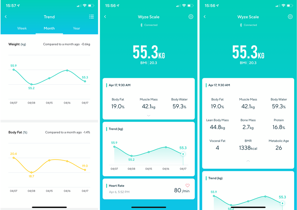 Wyze app with Scale health data