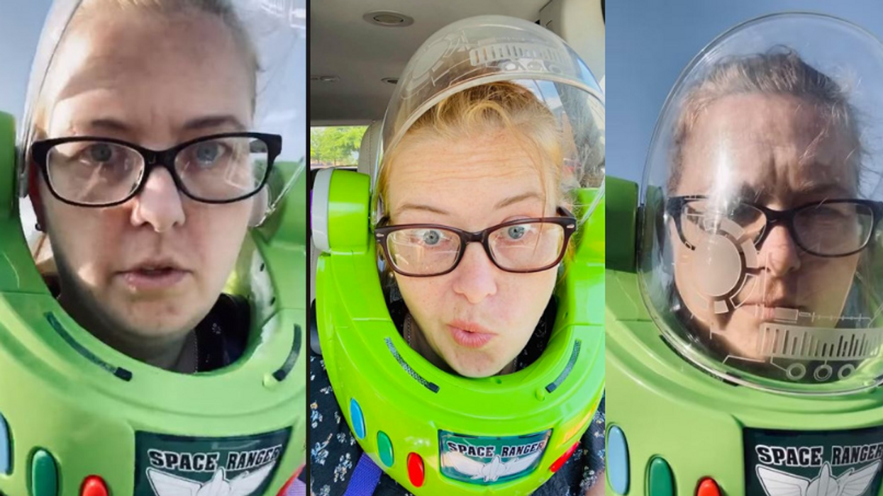 North Carolina mom wears Buzz Lightyear helmet as face mask to grocery store