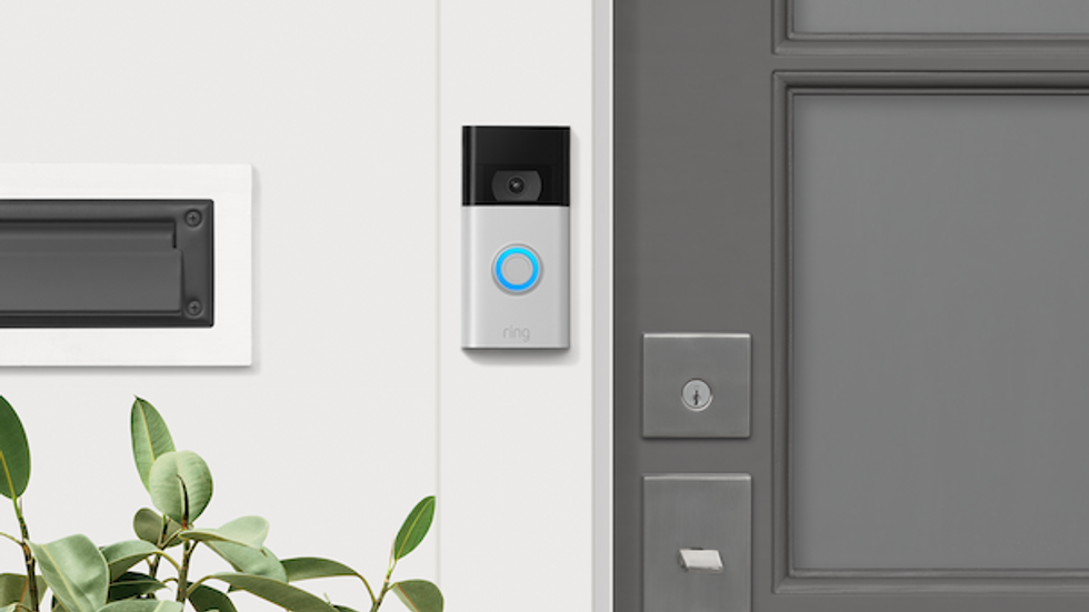 Ring Video Doorbell on a house.