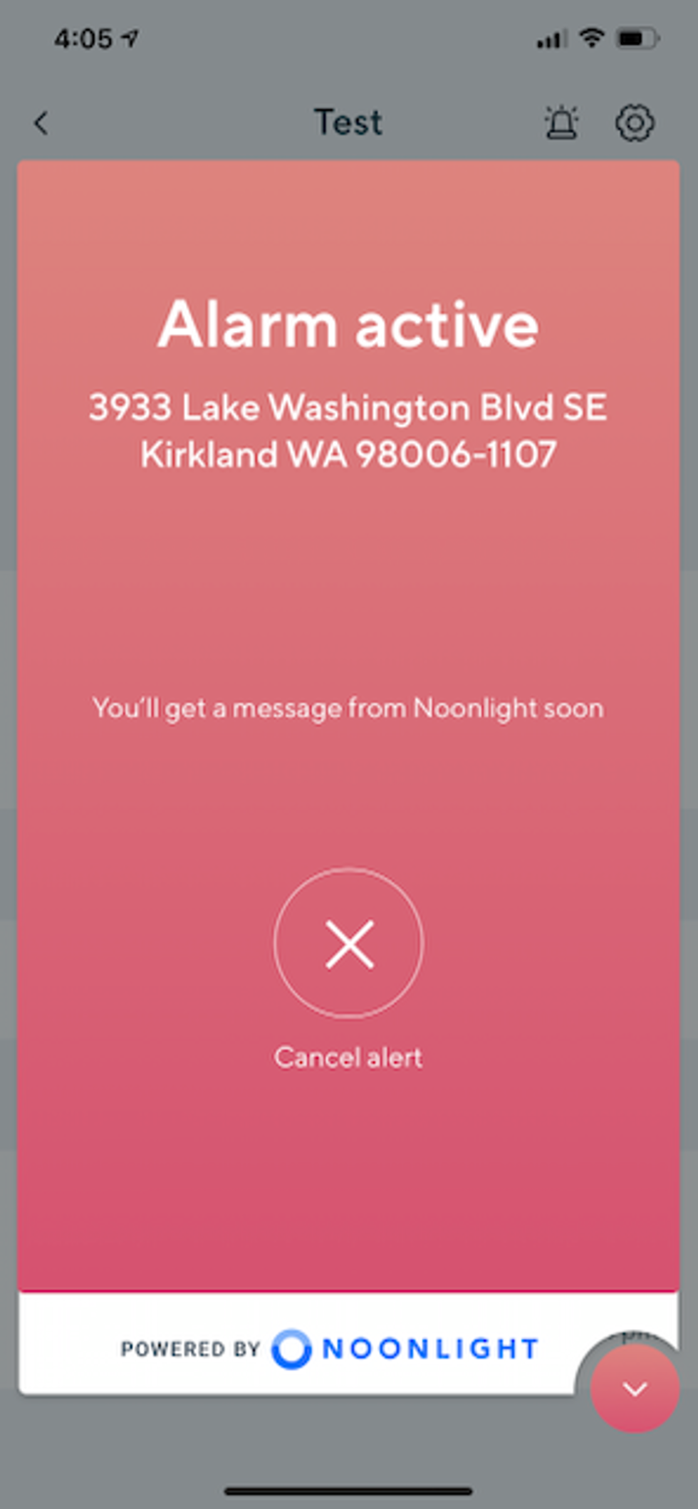 Wyze Cam app with Noonlight alert