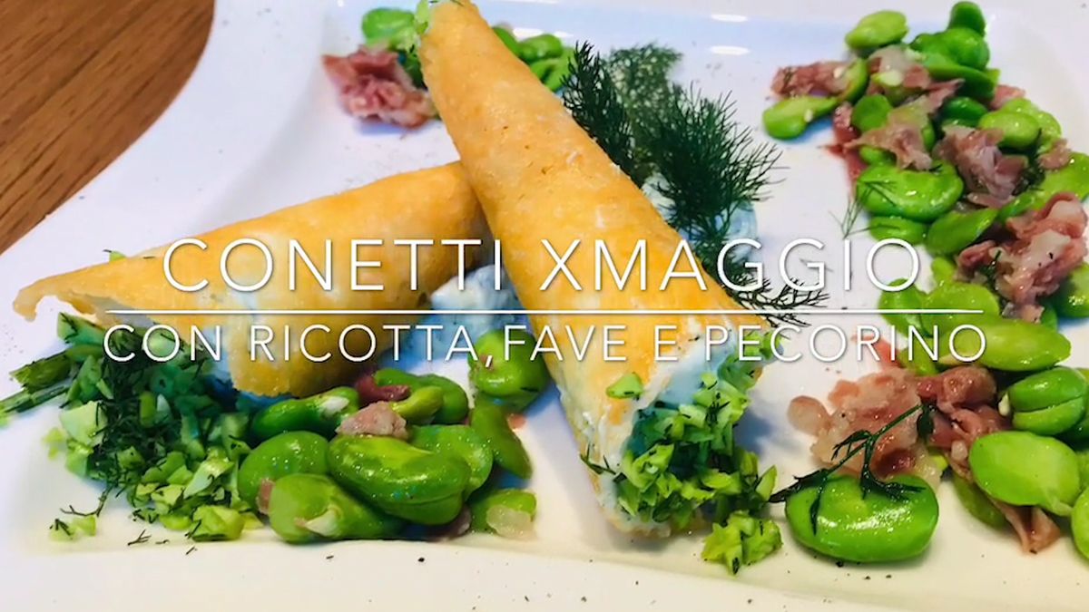 Cuciniamo insieme: conetti di pecorino con ricotta e fave