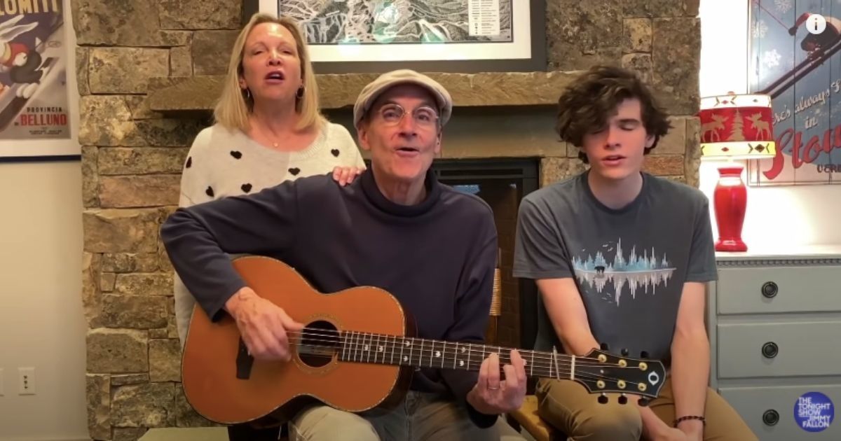 James Taylor performs from home with his wife and son singing harmony, and it's just so pure