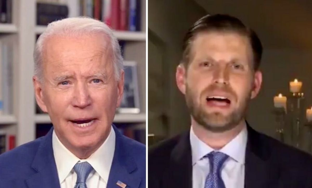 Biden Campaign Slams Eric Trump for Saying Democrats Are Using Virus as a 'Strategy' and It Will 'Magically' Disappear After Election