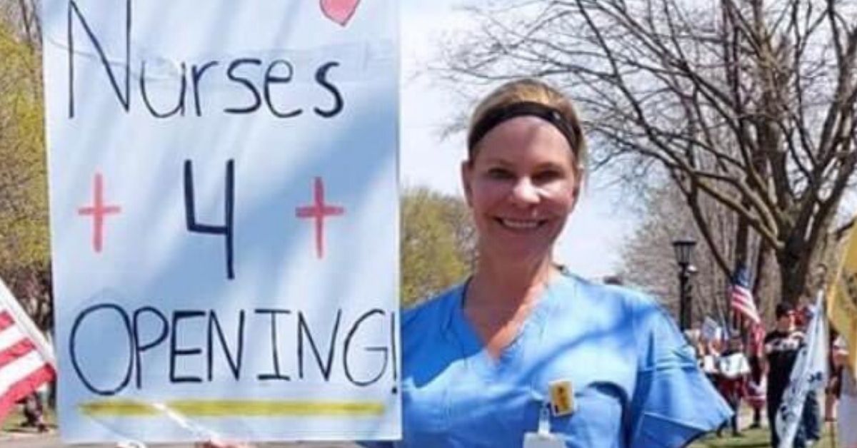 Lockdown Protester Dressed In Scrubs Called Out For Not Actually Being A Nurse Thanks To Some Eagle-Eyed Observers