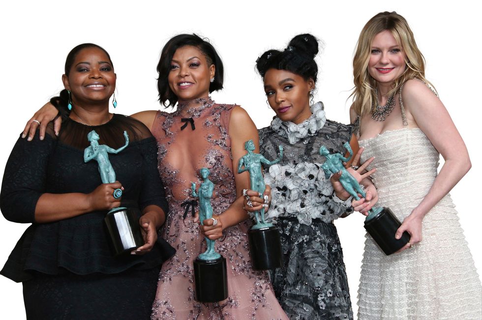 Kirsten Dunst and her fellow castmates after winning a Screen Actors Guild Award.