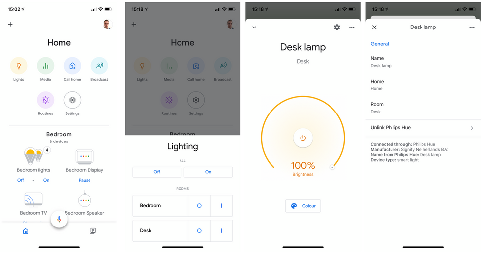 Philips Hue lights in the Google Home app