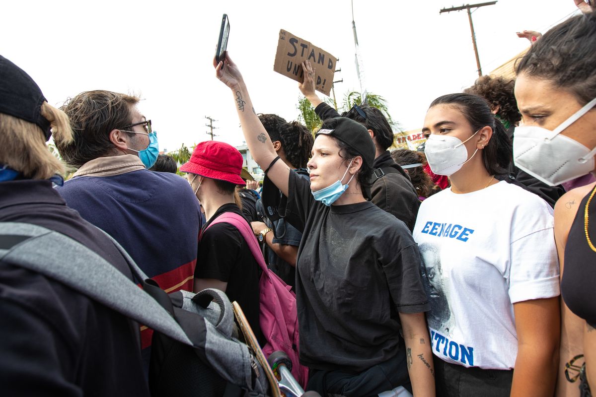 Halsey protesting