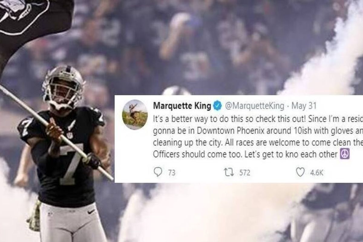Fun-loving NFL player Marquette King brought people together to clean up Phoenix with 1 tweet