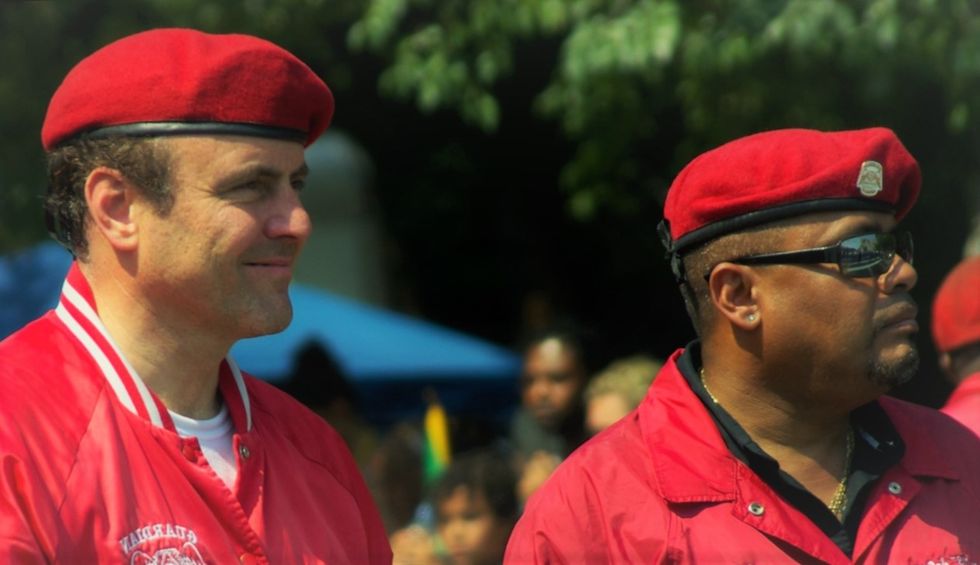 Curtis Sliwa and fellow Guardian Angel at West Indian Day parade