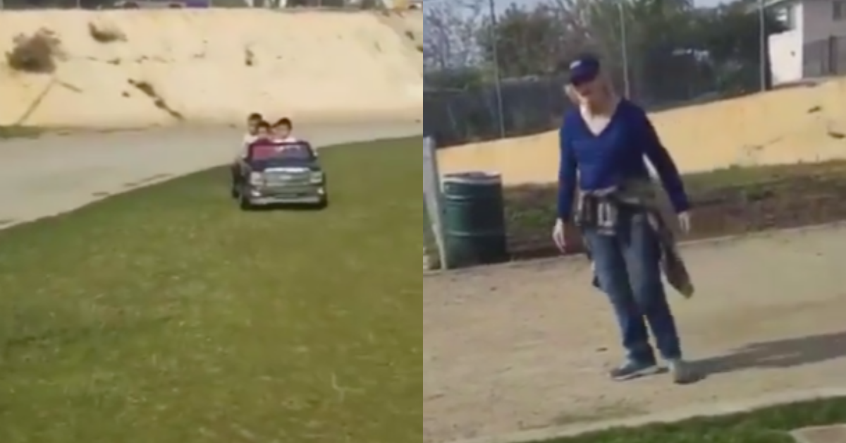 Woman Chastises Mom For Letting Her Kids Drive Toy Car Around Park Without A 'Driver's License' In Surreal Video