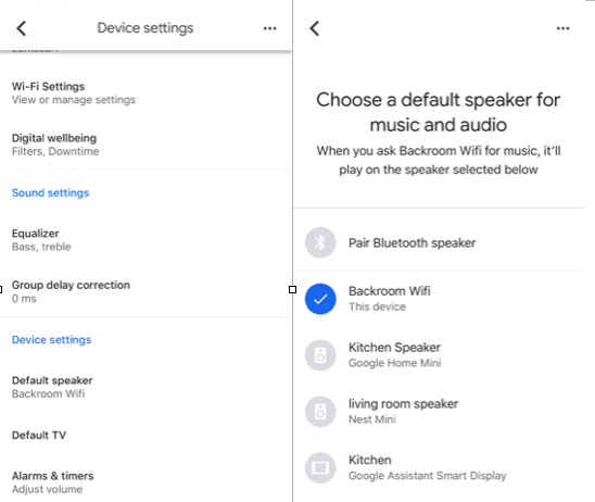 google home default speaker