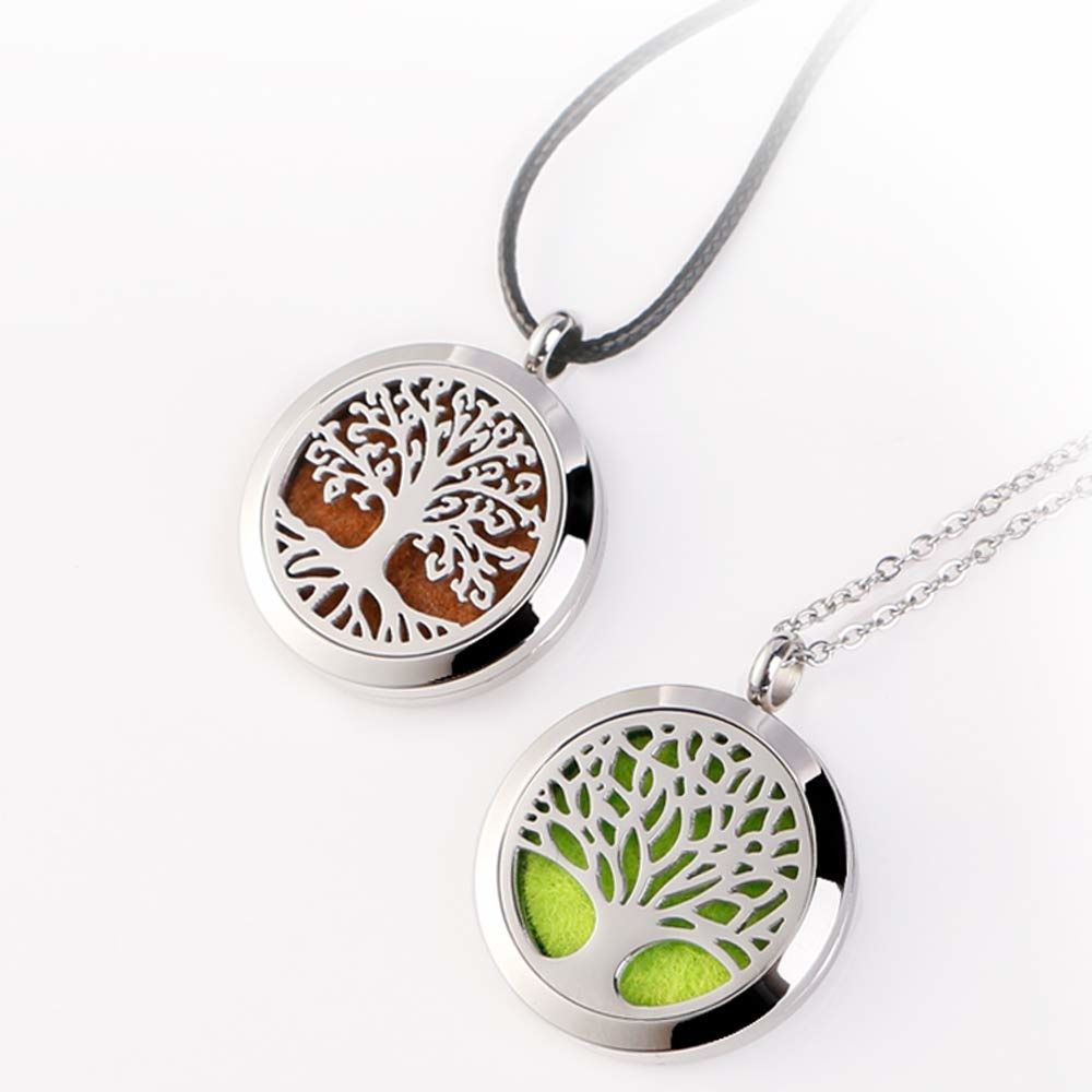 Aromatherapy Pendant Neckalce Flower Tree of Life Perfume Aroma Diffuser  Locket Necklaces with 10pcs Pads Essential Oil Necklace for women | SHEIN