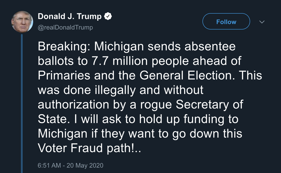 READ: Michigan Secretary of State Jocelyn Benson Responds to Trump's  Twitter Accusations: 'We Sent Applications, Not Ballots' - Second Nexus