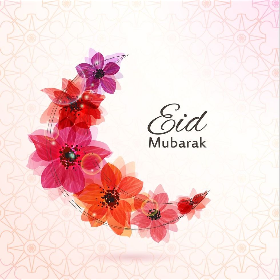 Gifts And Flowers With Eid Mubarak Cards
