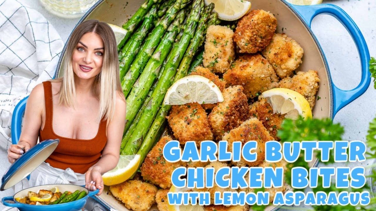 Garlic Butter Chicken Bites With Lemon Asparagus