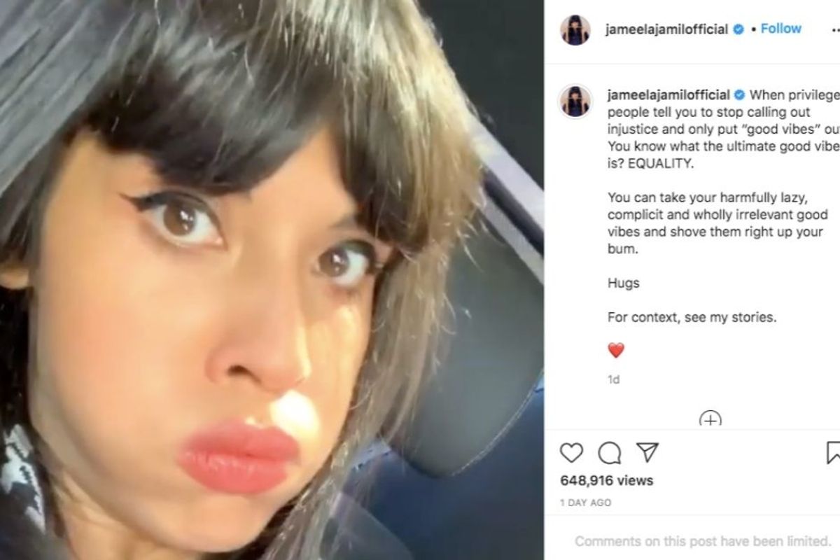 Jameela Jamil addresses people who want 'good vibes' instead of activism from her