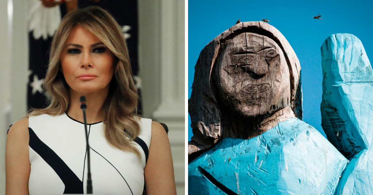 That Awkward Melania Trump Sculpture Is Back In The News After Being Set On Fire In Her Home Country