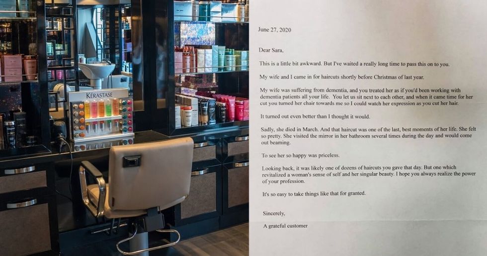 A woman with dementia adored her haircut. Her husband's letter to the stylist is everything.