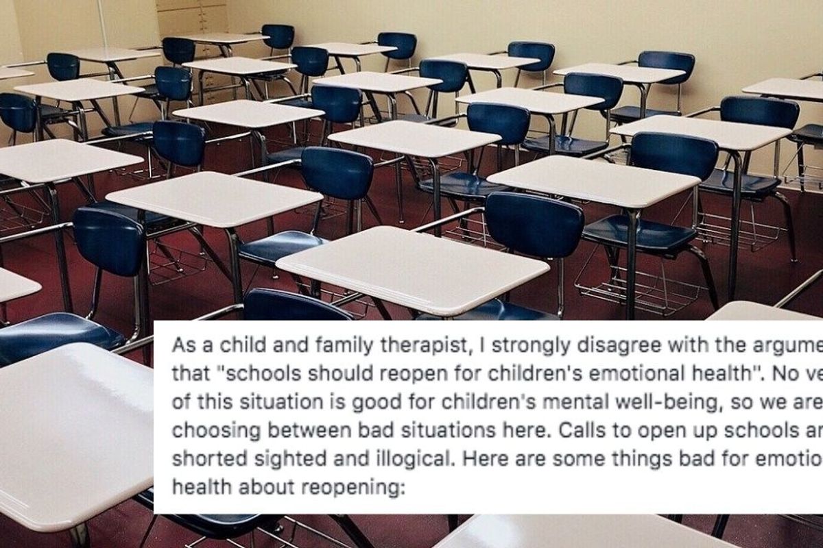 Child therapist explains how schools reopenings could actually harm kids' emotional health