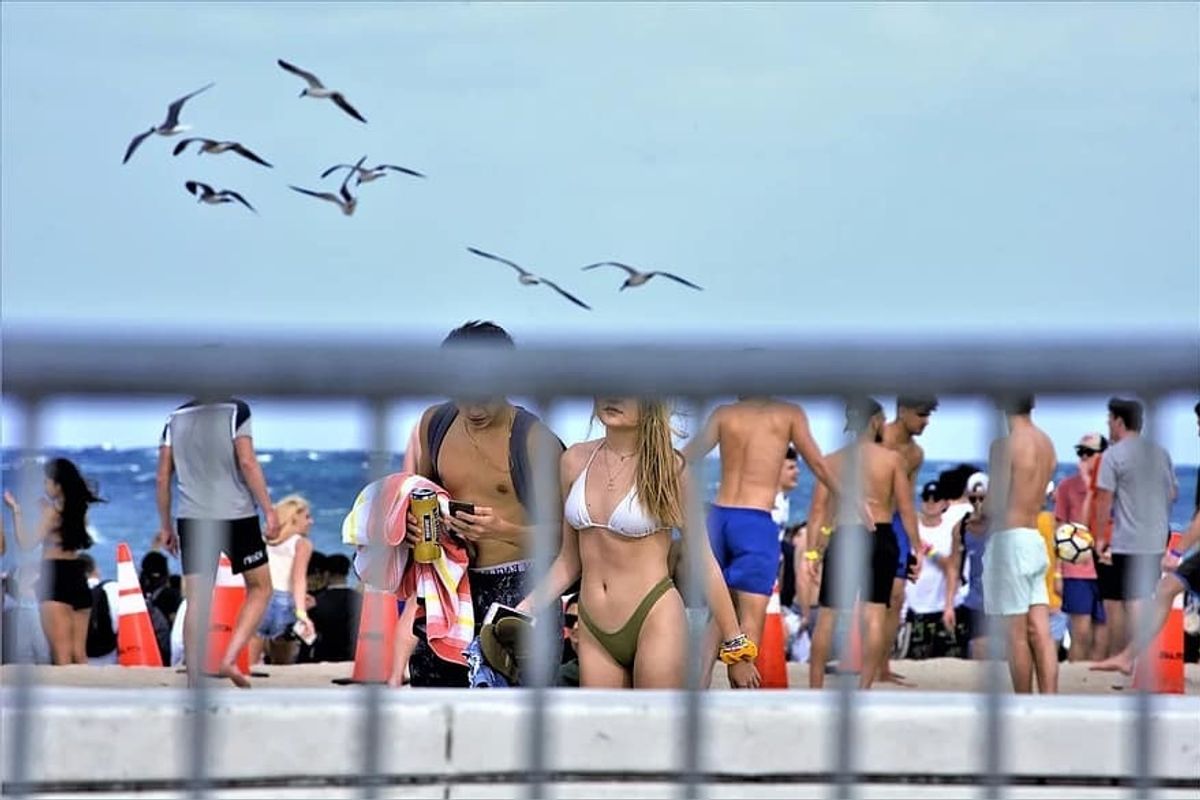 Crowded beach during spring break