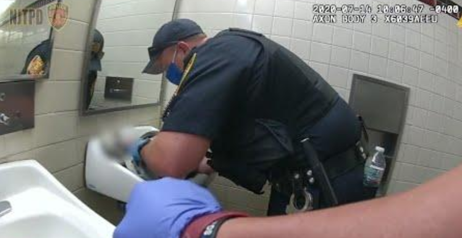 Two New Jersey transit police officers revive a newborn baby in dramatic new video