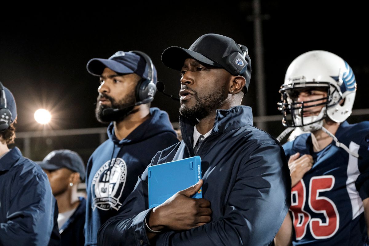 Former NFL player Spencer Paysinger and Taye Diggs as Coach Billy Baker on TV show from The CW All American