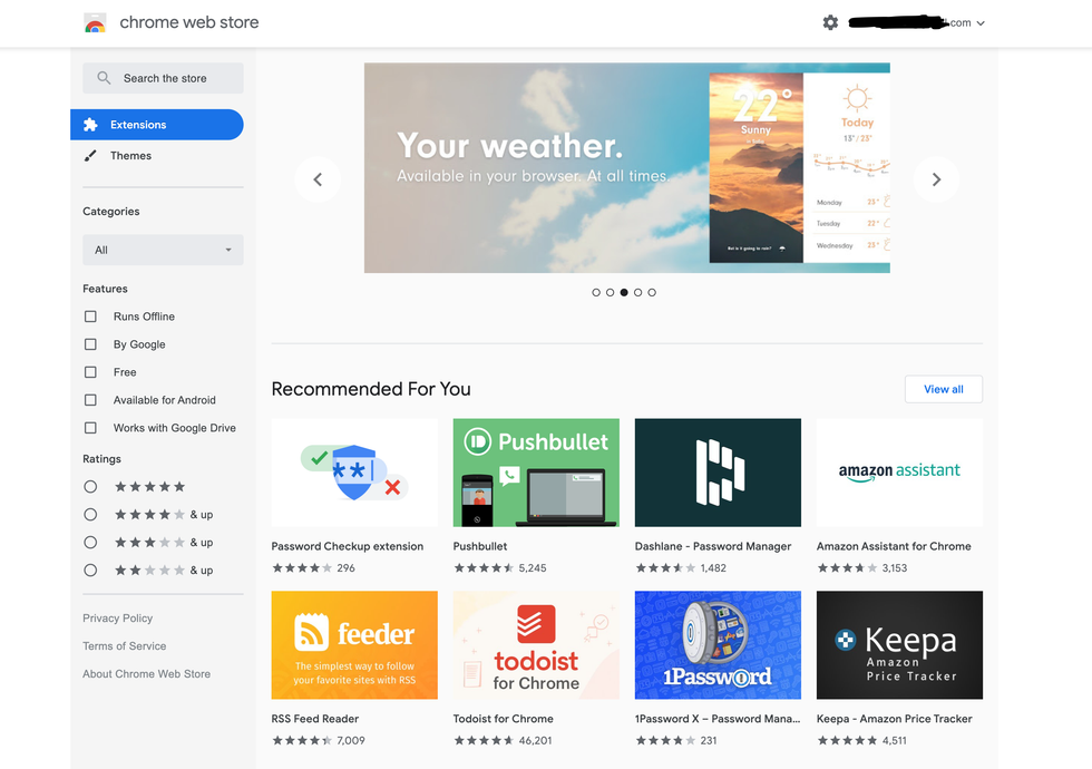 Google Chrome web store