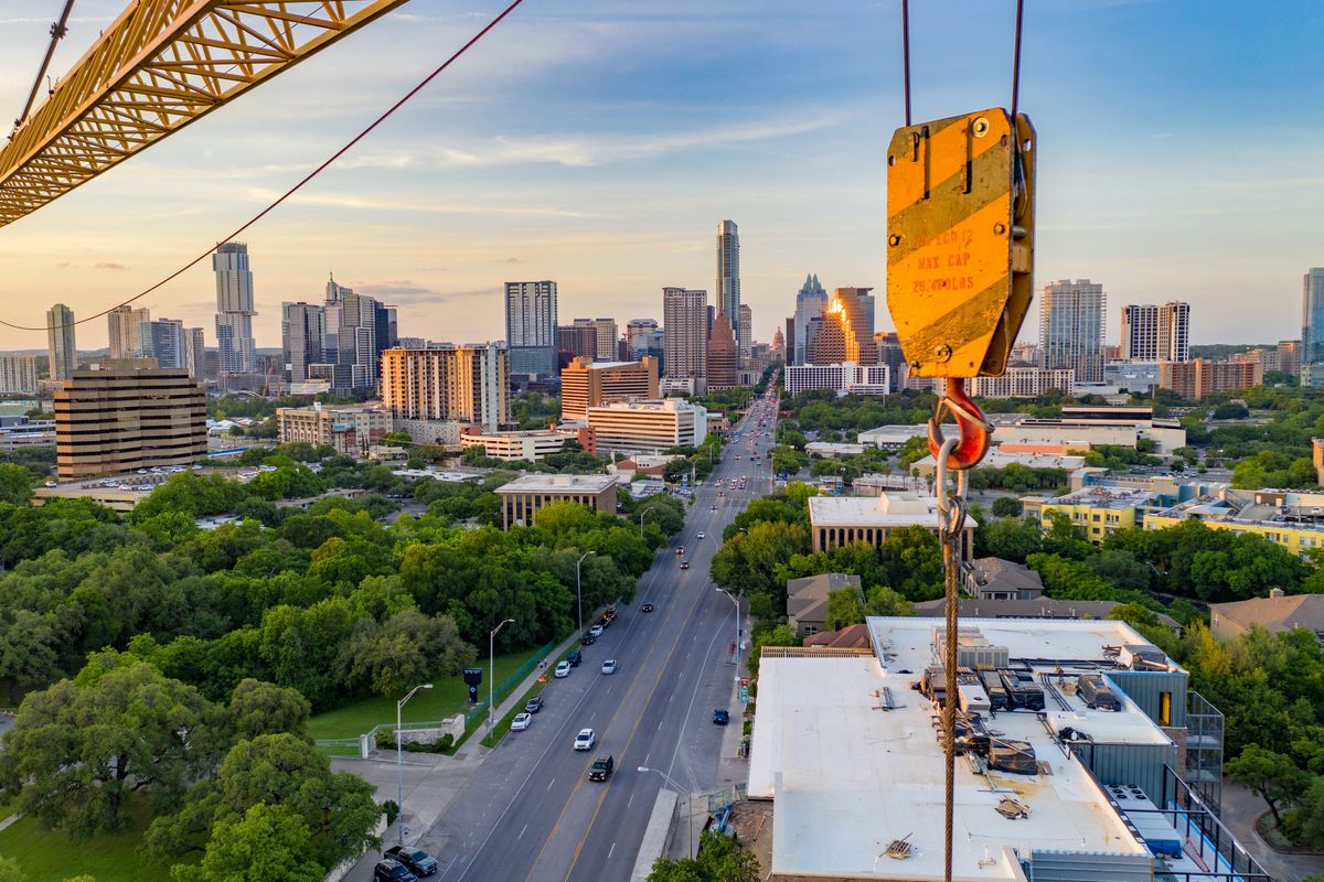 Austin skyline construction crane congress