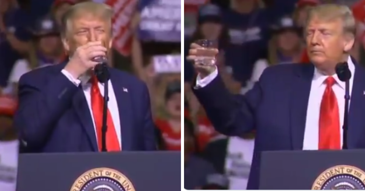 Video Of Trump Proving He Can Drink Water With One Hand As Rally Attendees Go Wild Is Truly Something To Behold