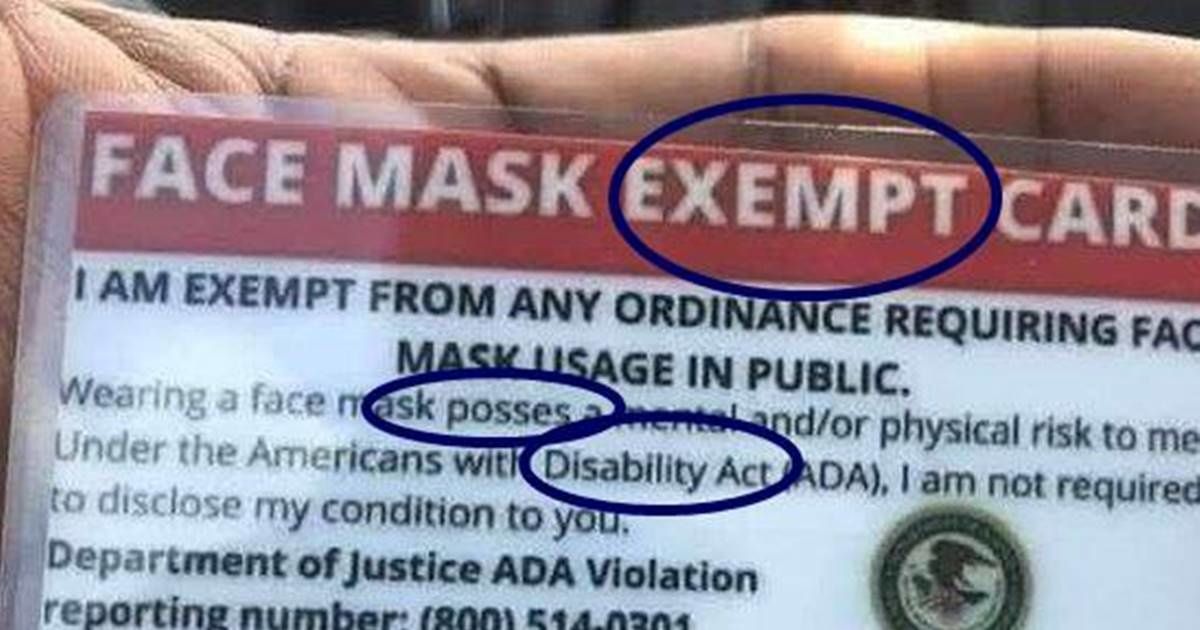 A group of Anti-Maskers is trying to pass off a bogus 'mask-exemption' card