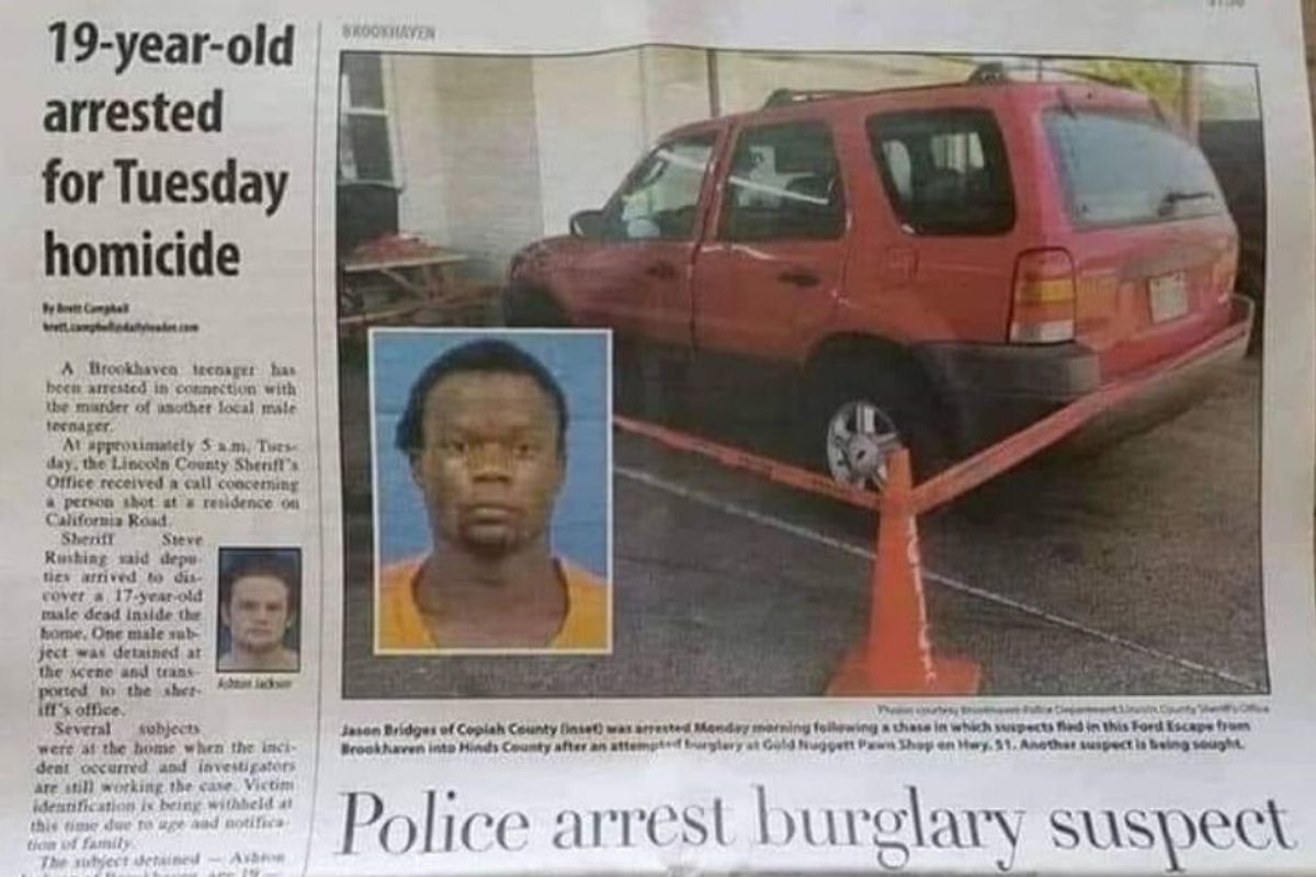 Look at how differently a Mississippi newspaper covered stories about Black and White suspects