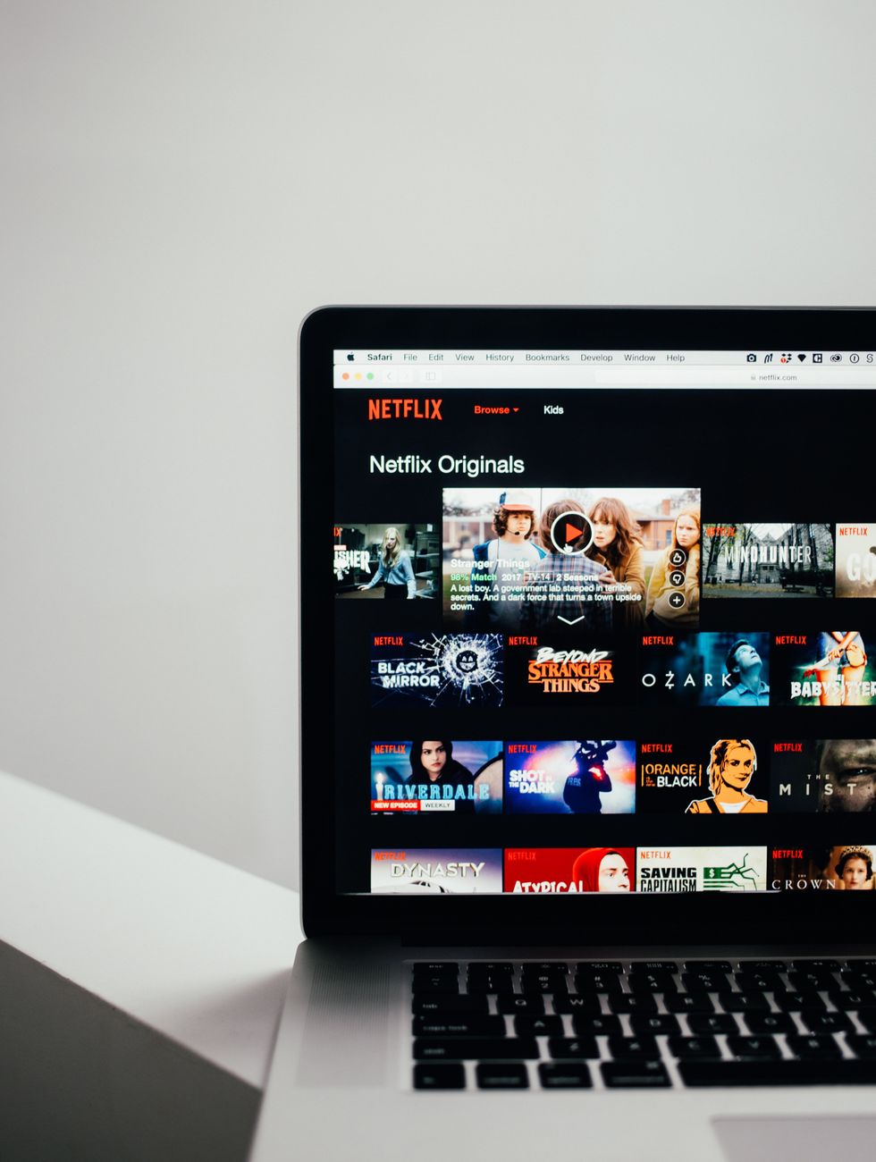 Laptop with Netflix home page 