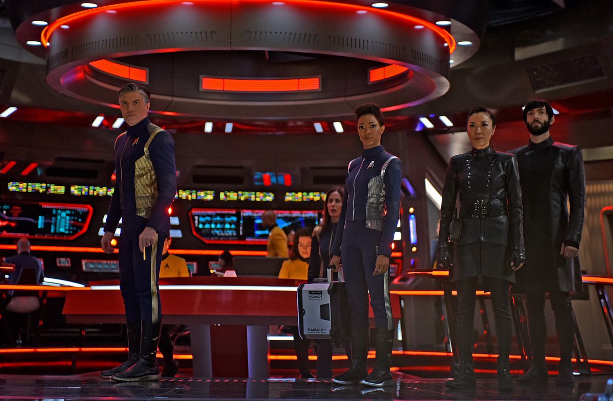 Anson Mount, Sonequa Martin-Green, Michelle Yeoh, and Ethan Peck of Star Trek: Discovery