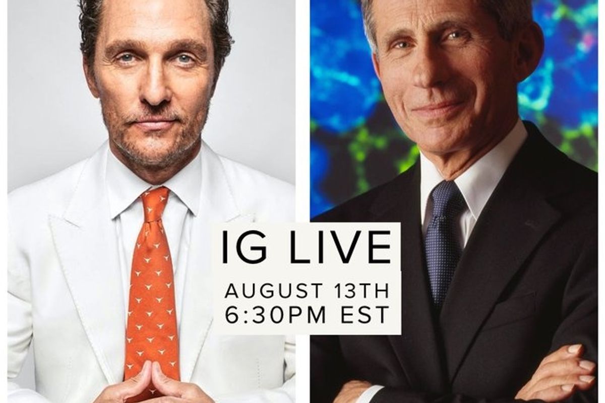 Matthew McConaughey to 'talk shop' with Dr. Fauci live on Instagram