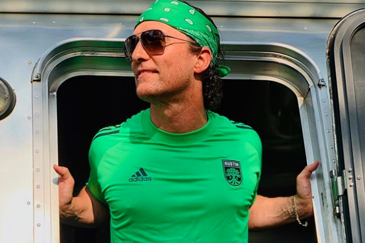 headshot of Matthew McConaughey in Austin FC gear
