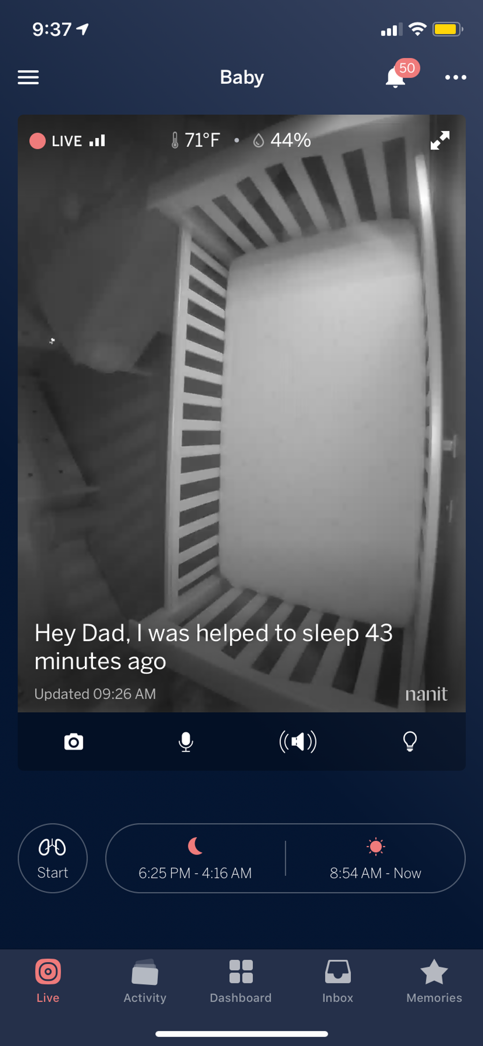 Nanit Plus has good night vision and wide angle view of crib.