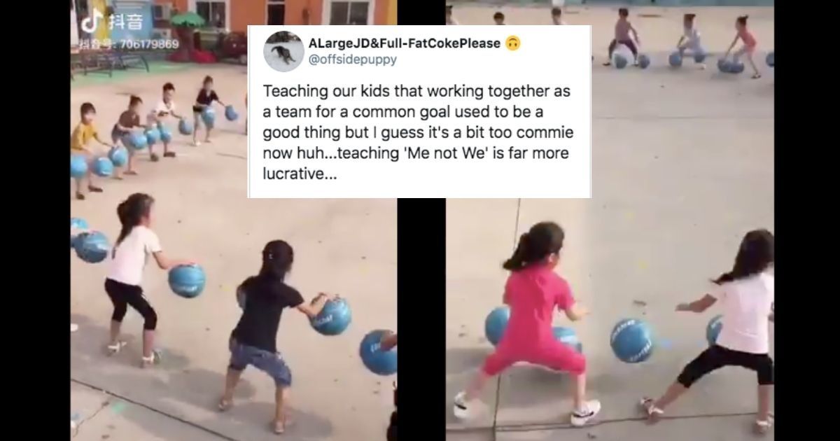 Video of school kids in China bouncing balls in unison is like a cultural Rorschach test