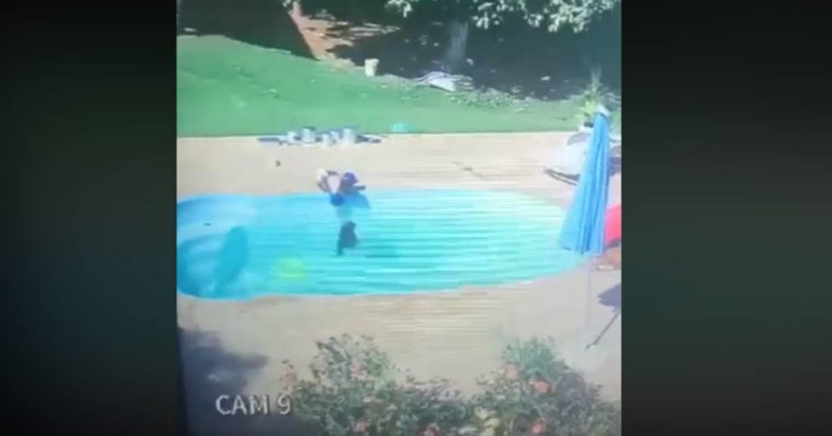 Dramatic security footage shows a three-year-old boy heroically saving his drowning friend