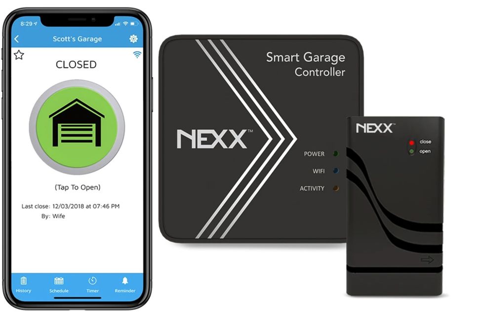 The Nexx NXG-200 remote garage door opener and phone app