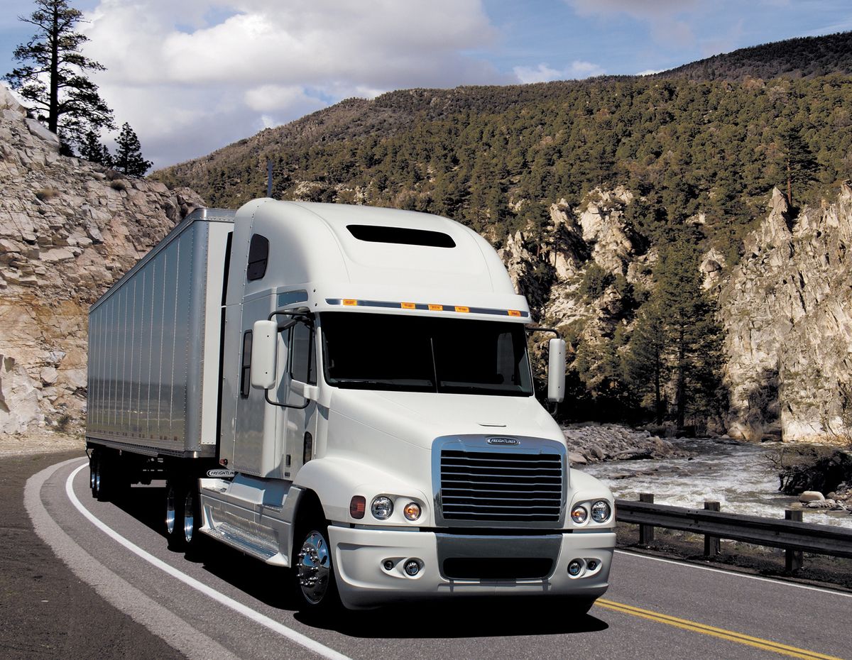 Freightliner truck on the road