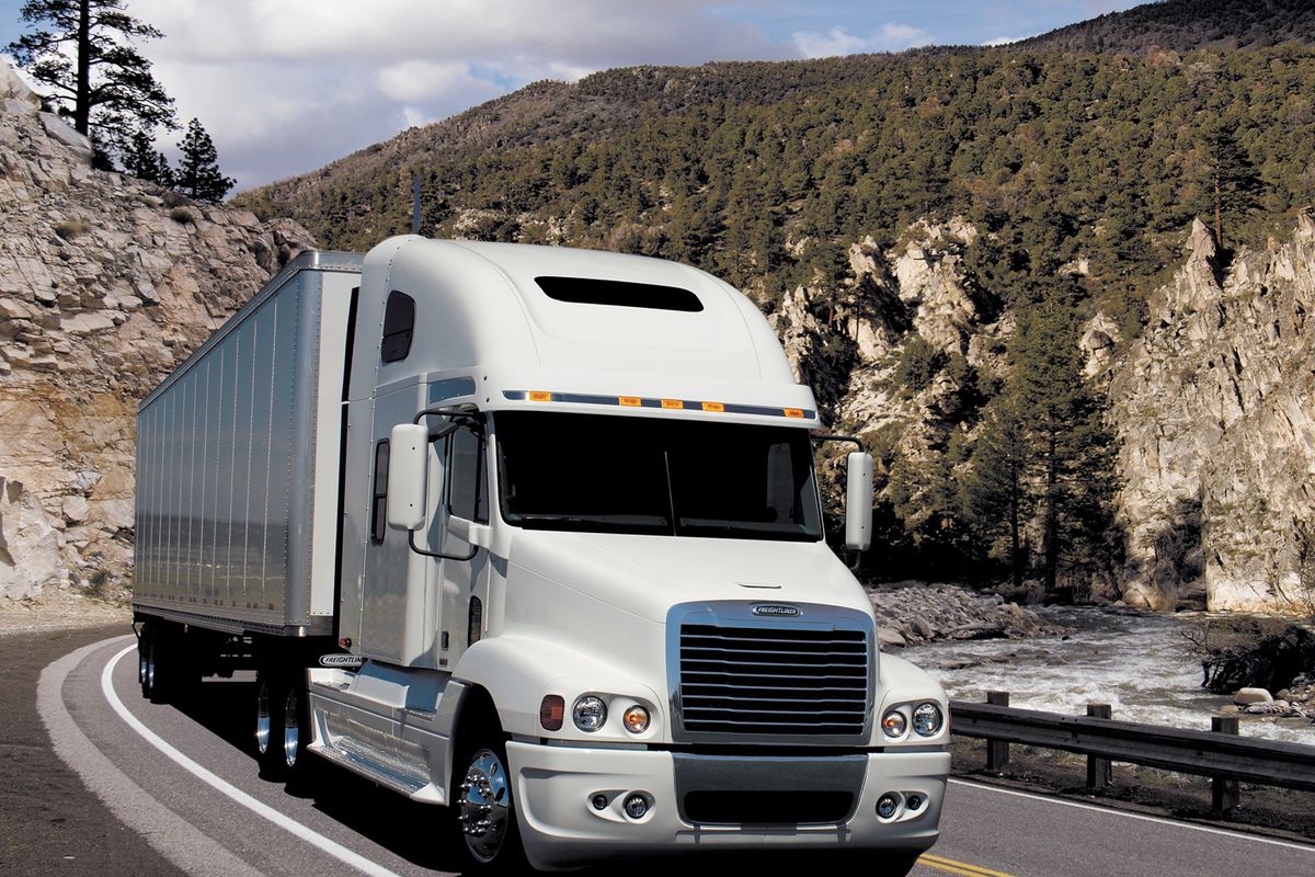 Freightliner truck on the road