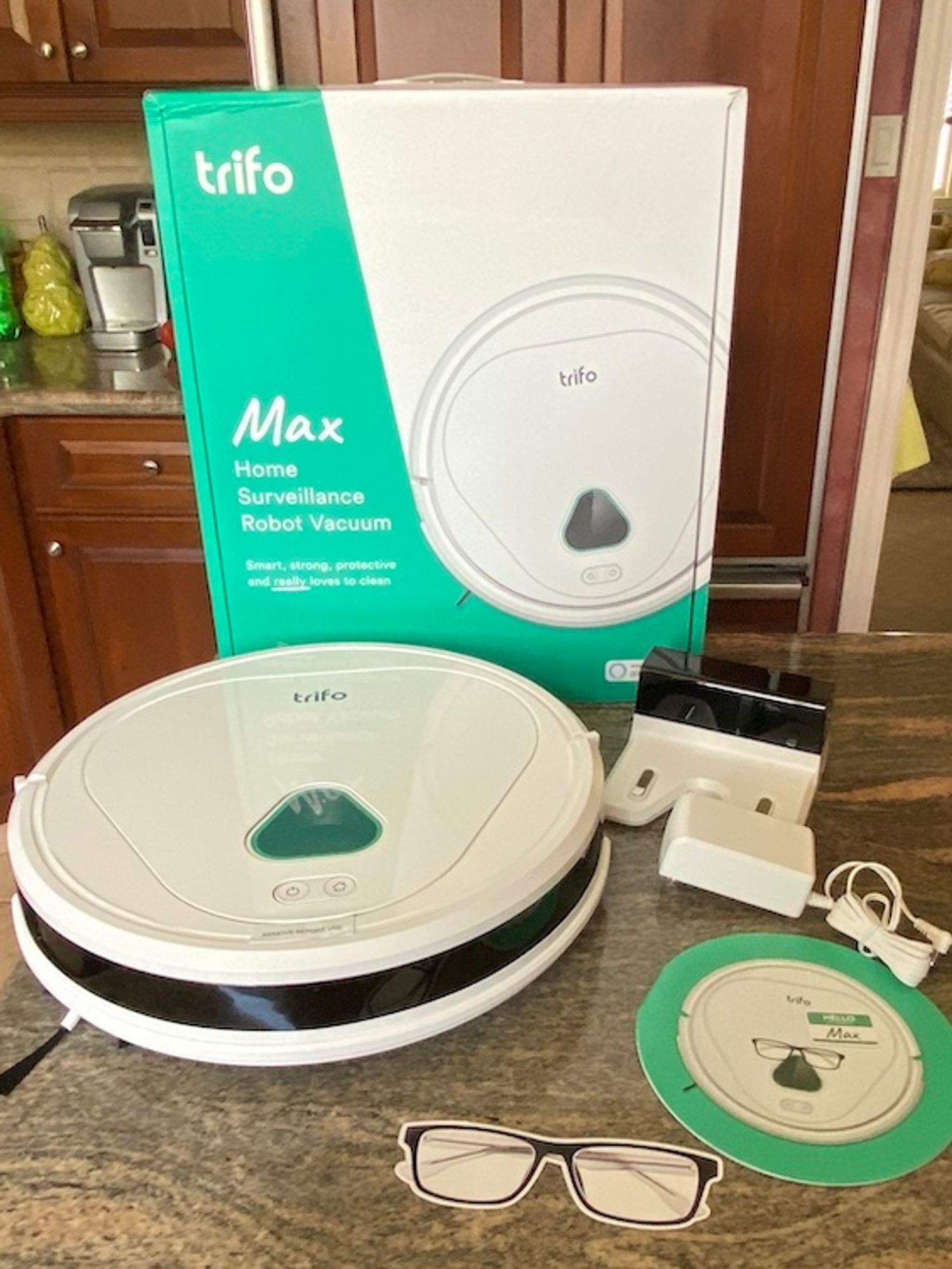 Trifo Max unboxed on a counter.